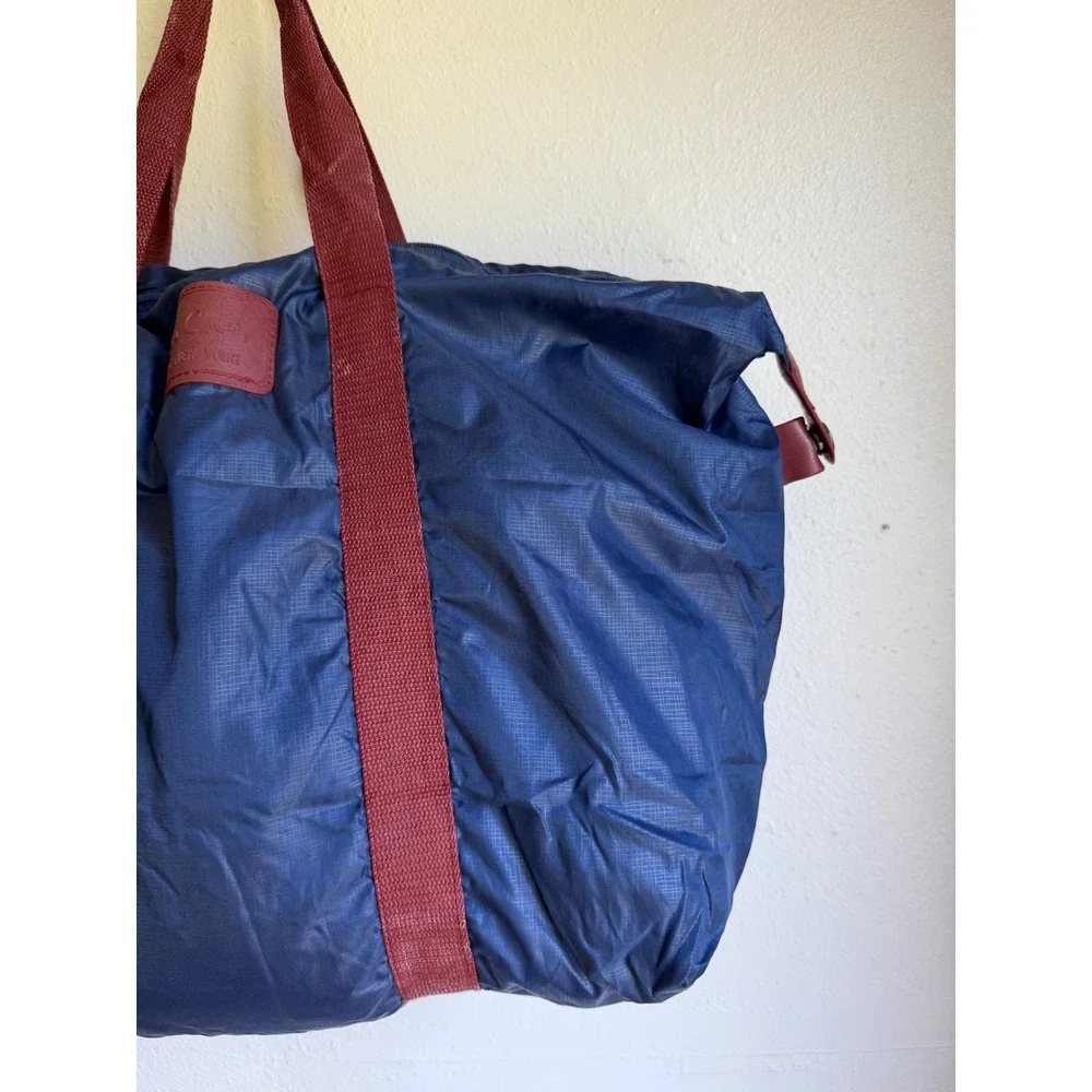 Pierre Cardin Vintage Navy Blue Ripstop Nylon Duffel Bag Weekender Travel Bag